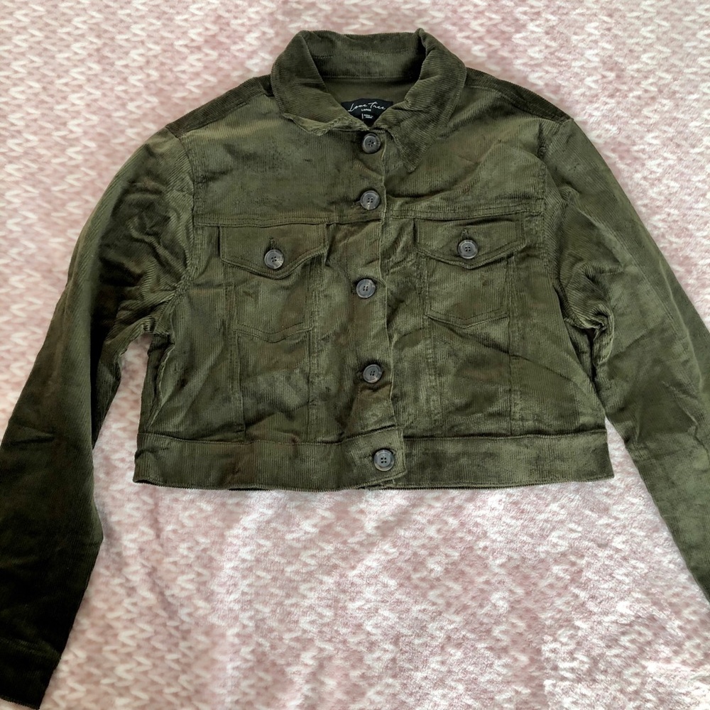Olive Green Corduroy Cropped Jacket